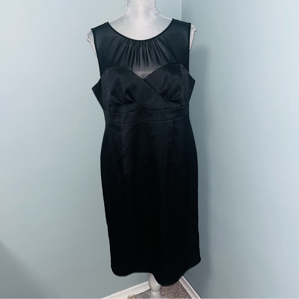 TODAYSWOMAN black satin cocktail dress wedding guest size 16